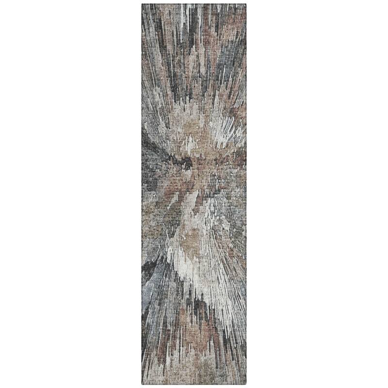 Machine Washable Indoor/ Outdoor Abstract Burst Chantille Rug