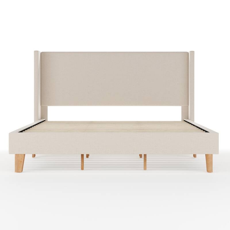 Martha Stewart Upholstered Platform Bed with Wingback Headboard