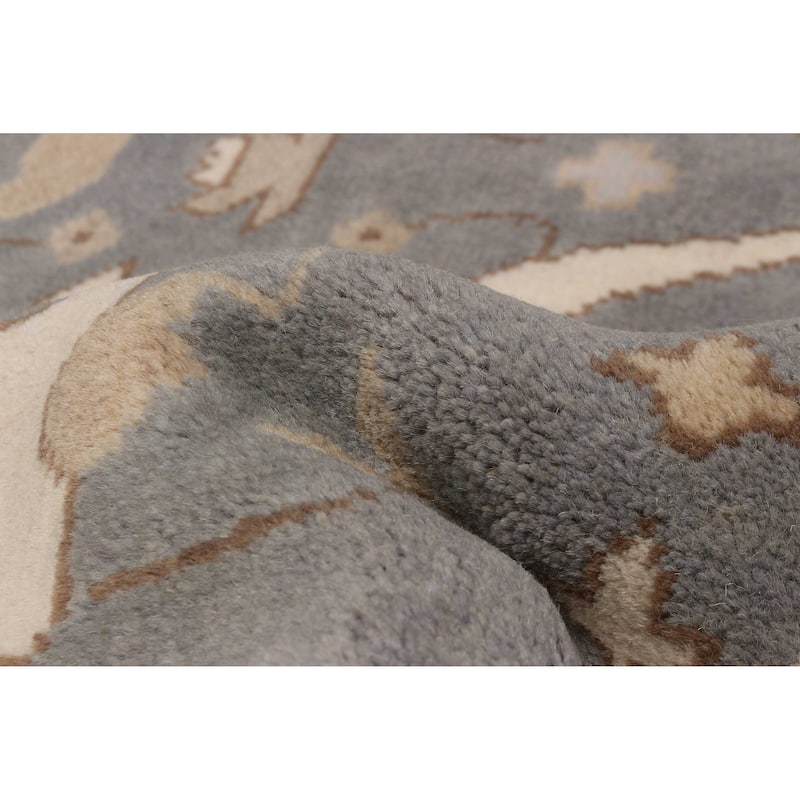 ECARPETGALLERY Hand-knotted Royal Oushak Dark Grey Wool Rug - 6'1 x 9'0