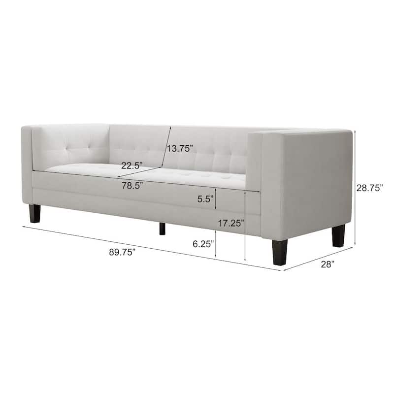 3-Seater Velvet Upholstered Tufted Coach Sofa