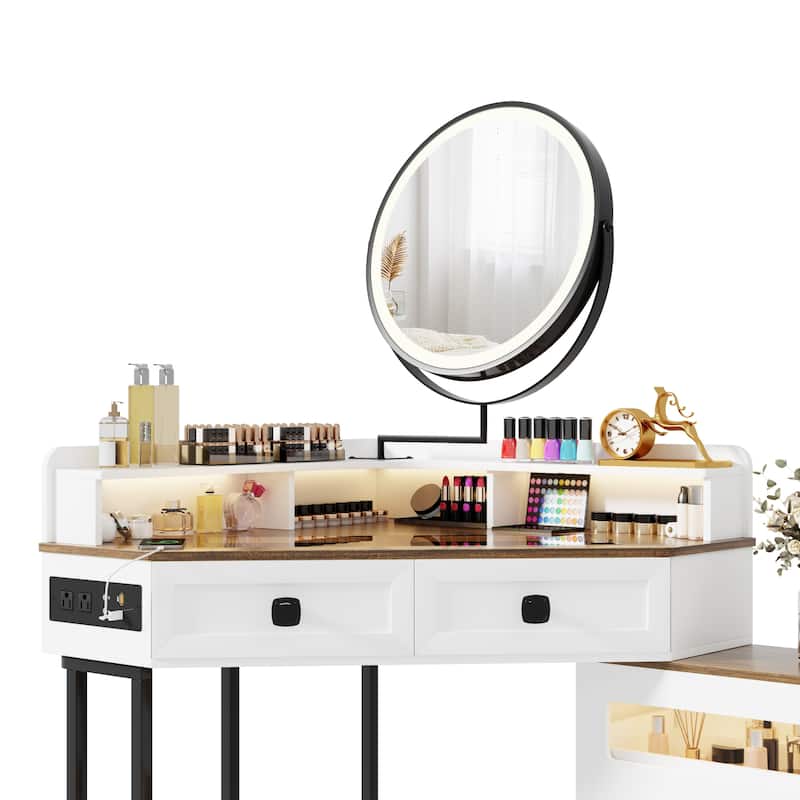 Corner Makeup Vanity With Mirror