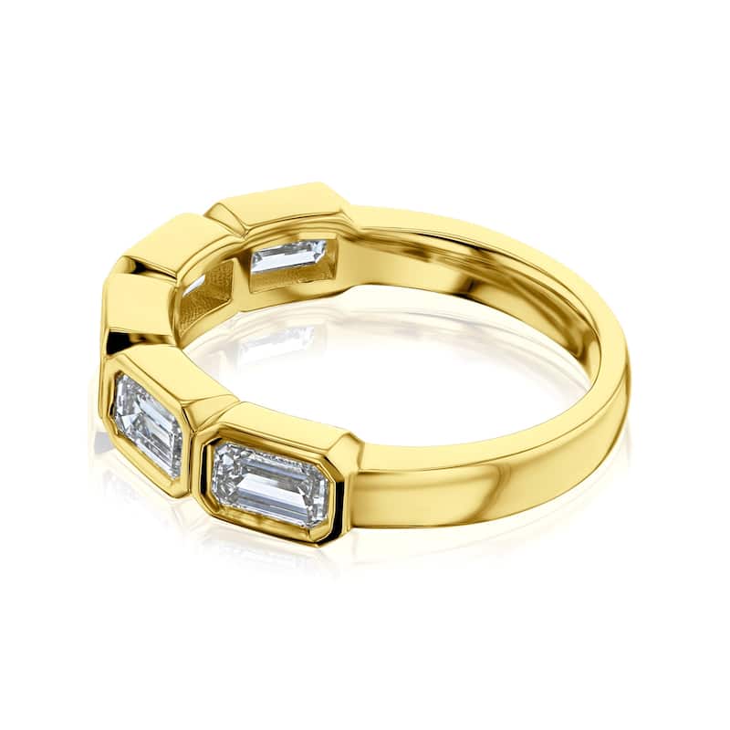 Kobelli 1.60 Carats Lab Grown Diamond 14k Solid Gold Emerald Bezel Half Eternity East-West Brielle Ring