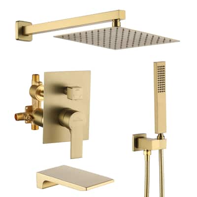 Wall Mount Shower Faucet and Tub Faucet with 10 inch Fixed Shower Head