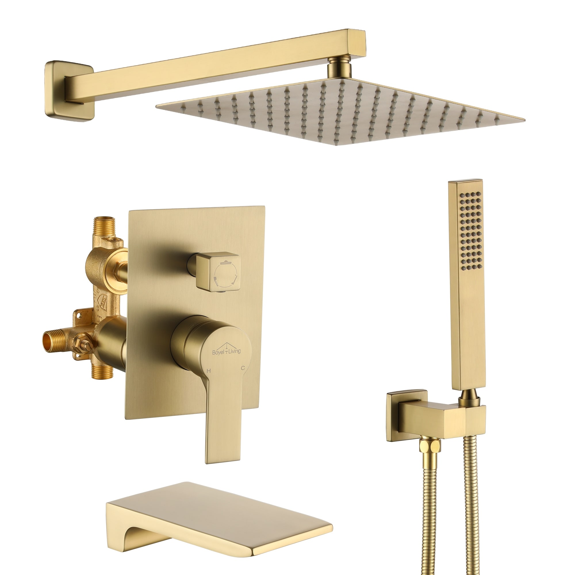 Wall Mount Shower Faucet and Tub Faucet with 10 inch Fixed Shower Head