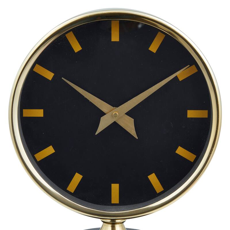 Gold Stainless Steel Metal Clock with Black Face