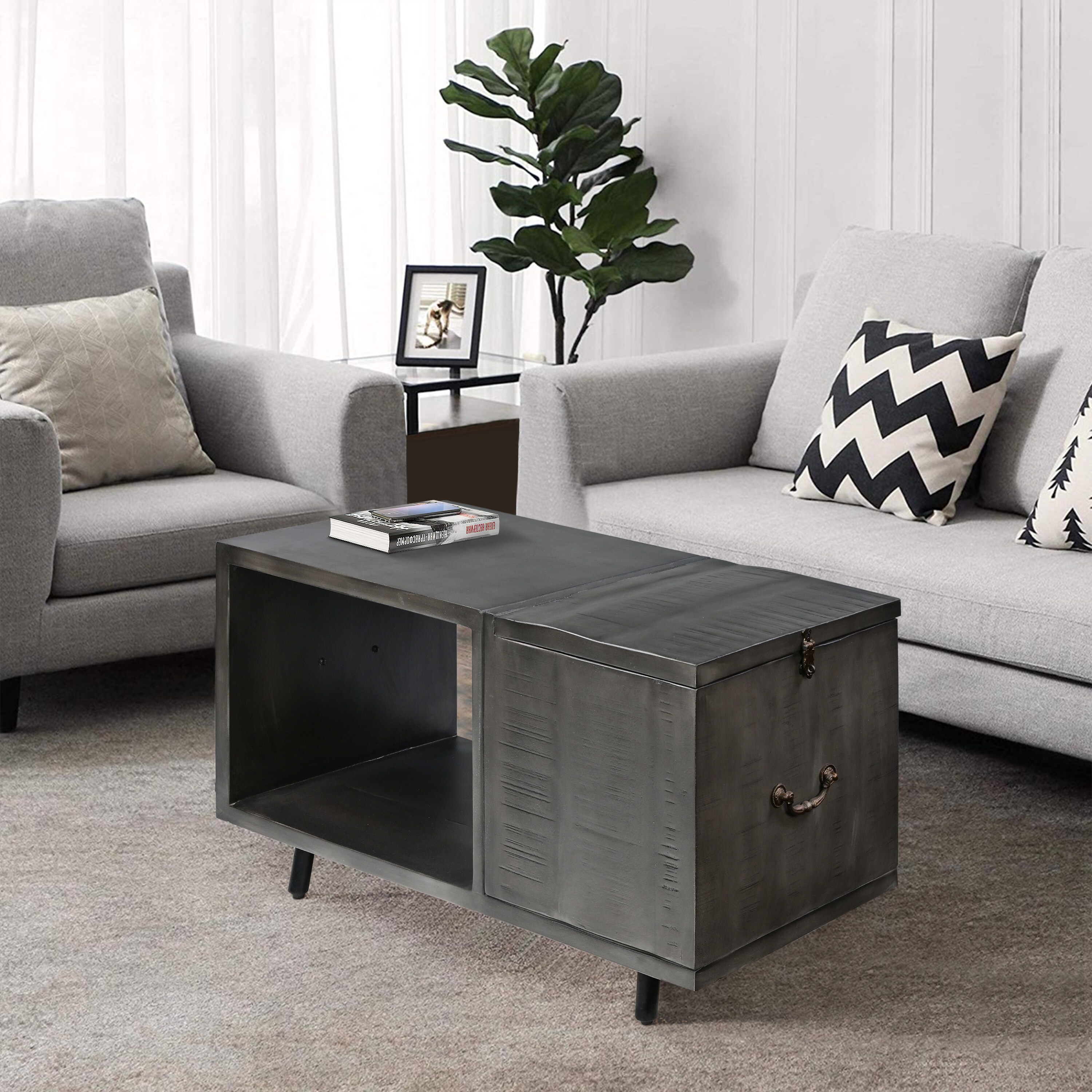 Coffee table outlet with hinged top
