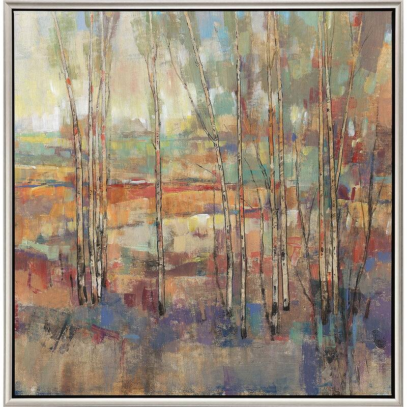 Kaleidoscopic Forest I - Giclee on Canvas - 38 X 38 X 3 - Plastic - Silver