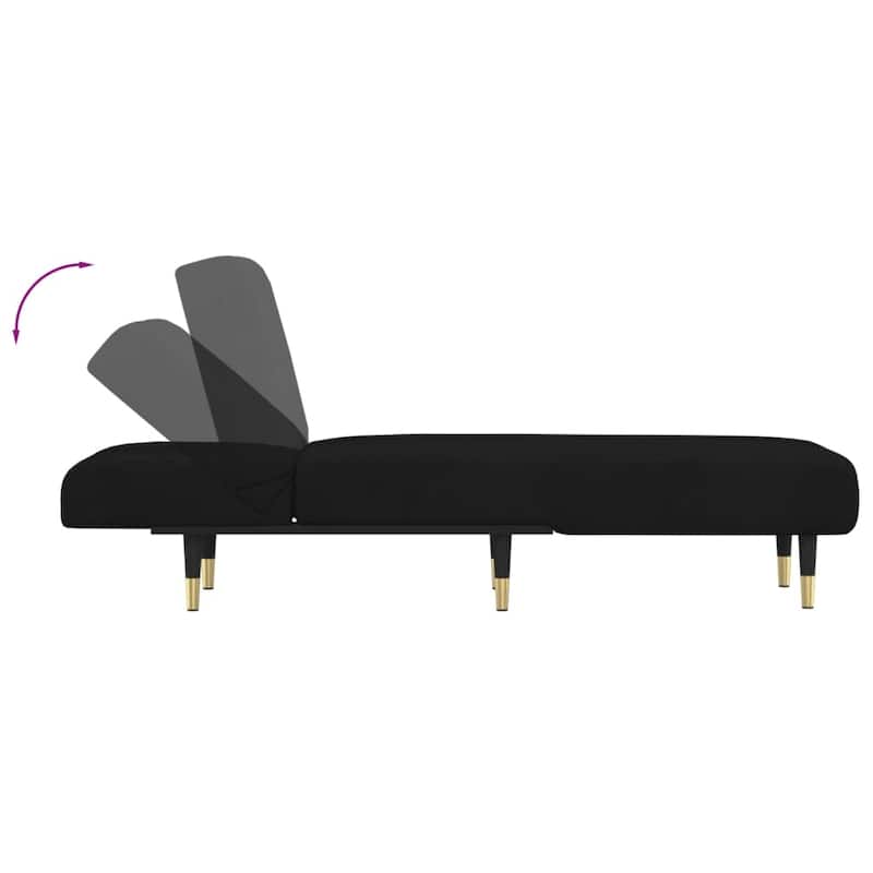 vidaXL Chaise Longue Black Velvet - 21.7" x 55.1" x 27.6"