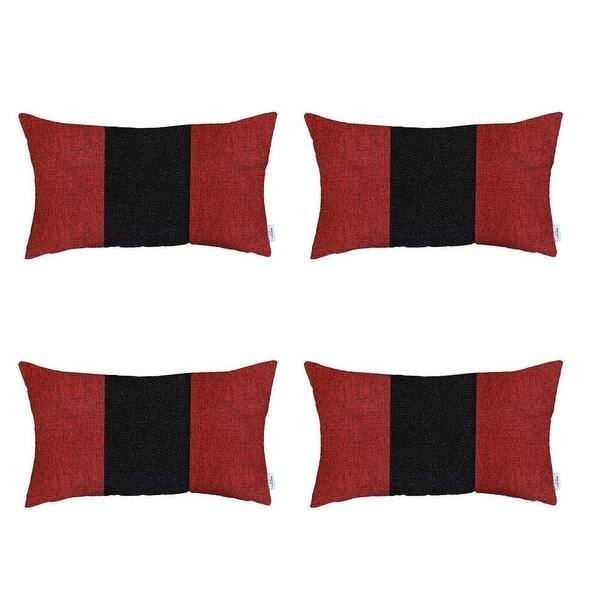Set of 4 Red and Black Lumbar Pillow Covers Bed Bath & Beyond 34261313