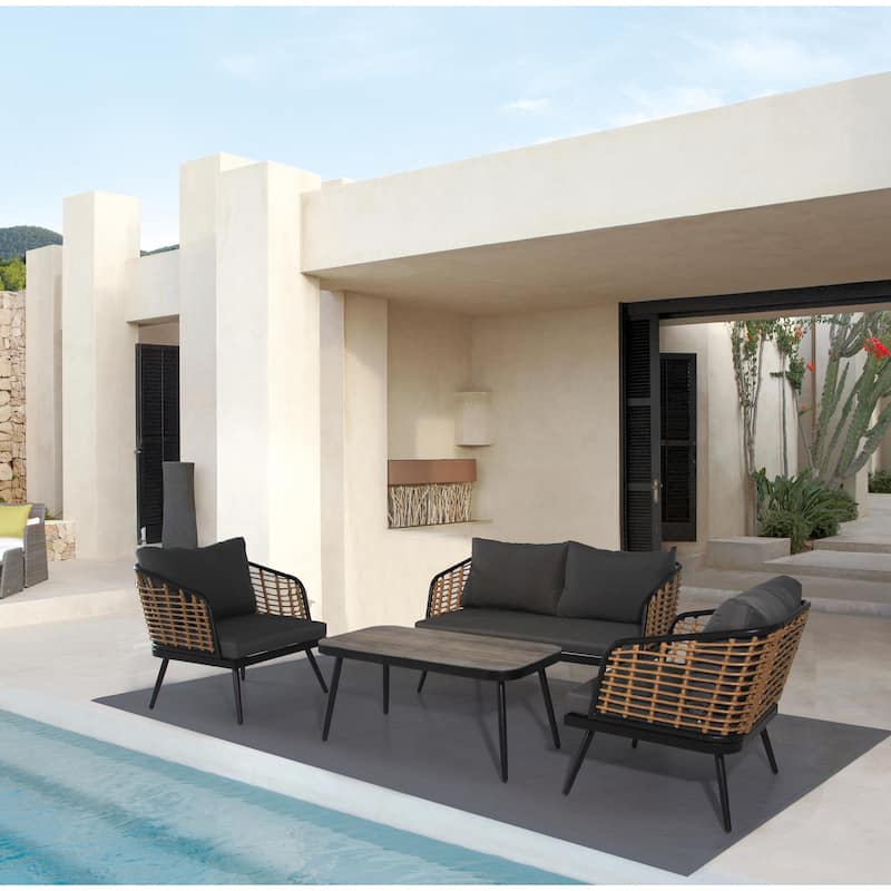 4 Pieces Patio Furniture Set - Black