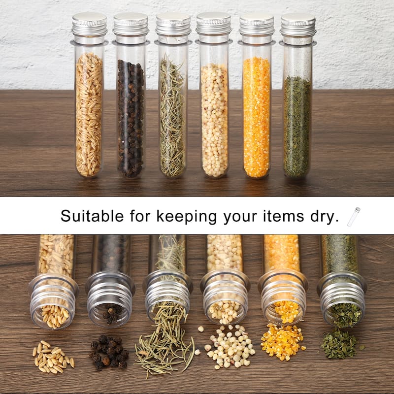 80Pcs 45ml Plastic Test Tube with Screw Caps, 140x25mm Tubes Aluminum Lid, - Clear