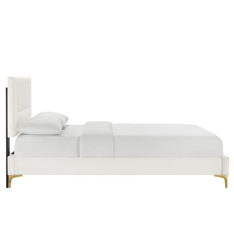 Yasmine Channel Tufted Performance Velvet Queen Platform Bed