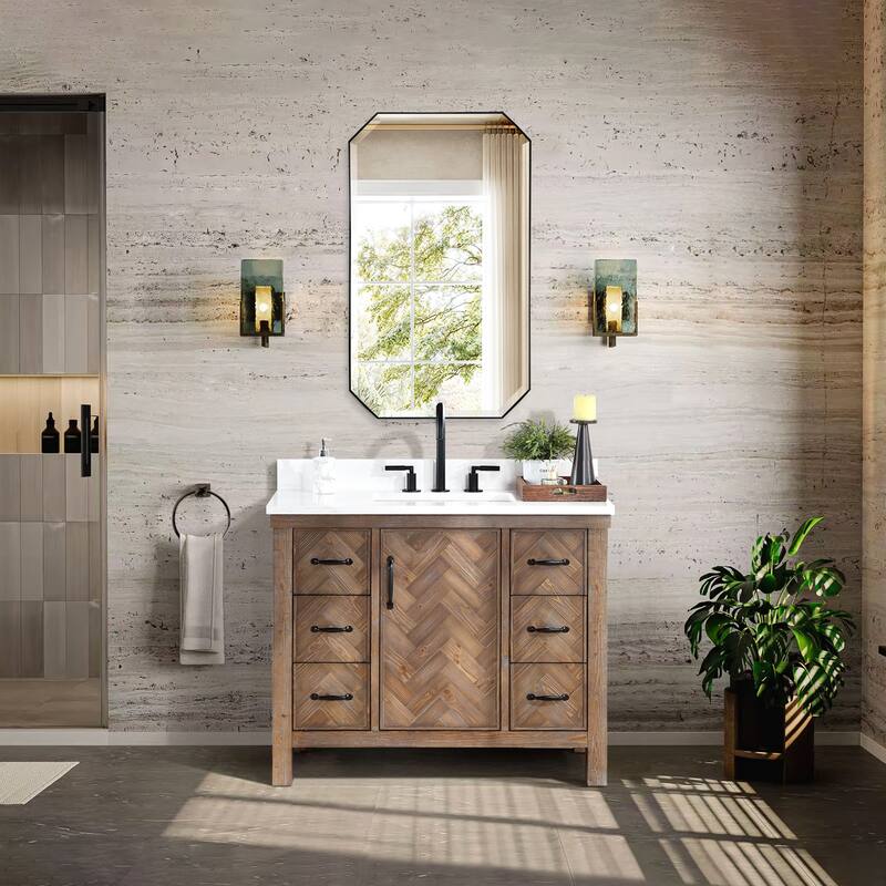 Javier Bath Vanity with Composite Stone Top and Mirror