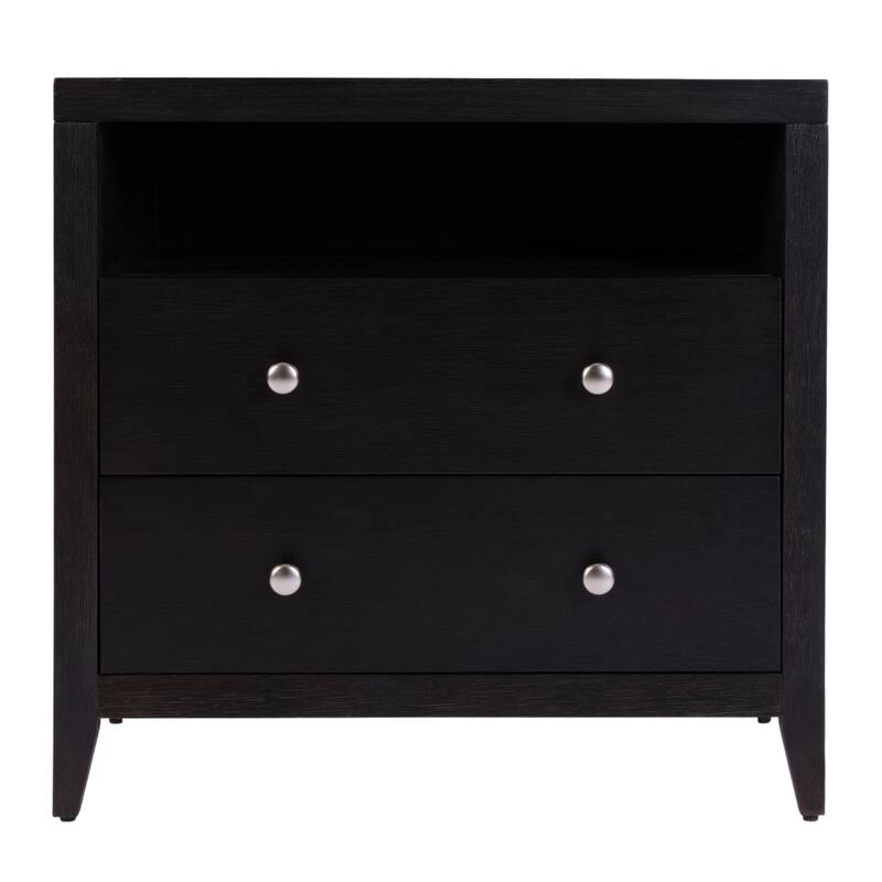 Dana 28 in. W Rectangular Wood 2 Drawer Nightstand with Top Shelf