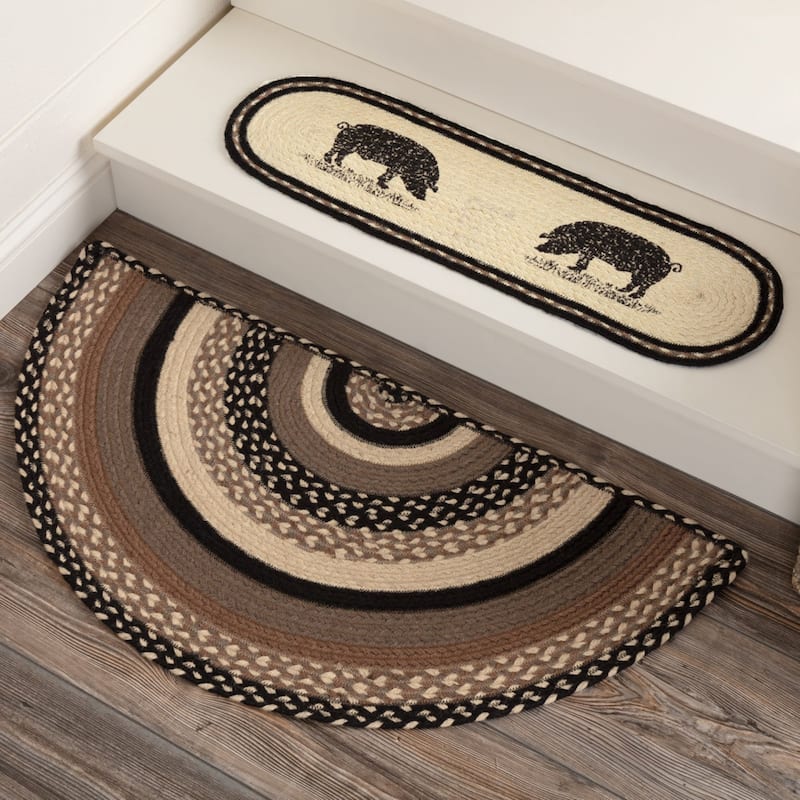 Sawyer Mill Charcoal Jute Rug Half Circle w/ Pad 16.5x33