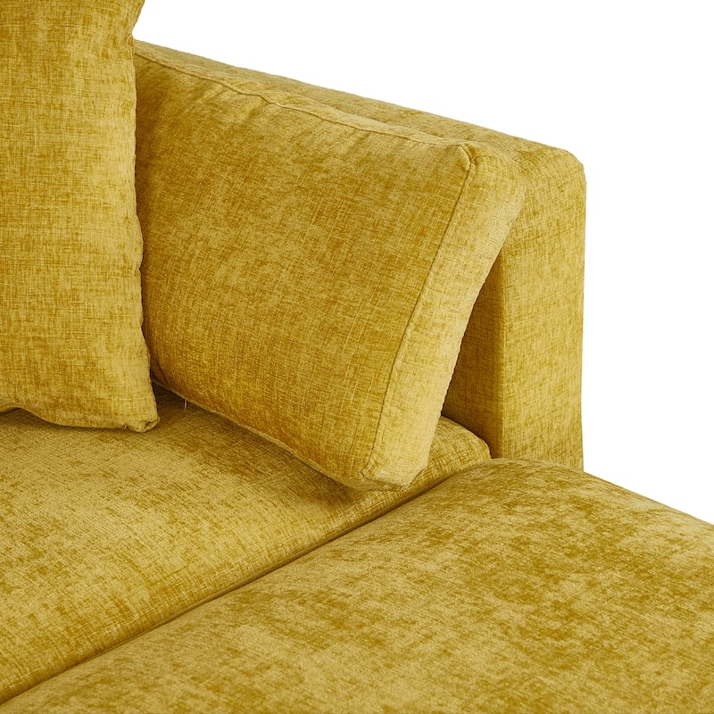 Chenille 2-Seater Sofa, Solid Wood and Rustproof Feet