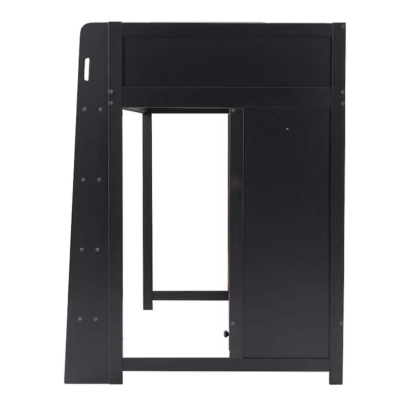 Esports Gaming Bed LED Gaming Loft Bed with Wardrobe, Drawer, Desk with PC Tower Holder Underneath for Gaming Hotel Gaming Room