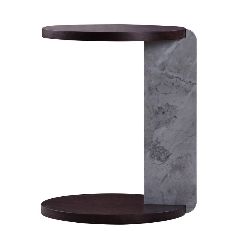 Round Nesting Coffee Table Set of 2, Sintered Stone Top Nesting Tables with Metal Frame, Modern Accent Side Table Set