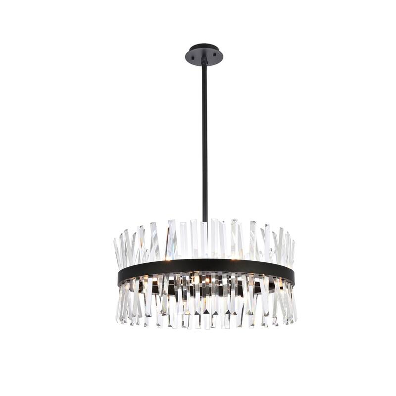 Indigo Home 25 inch crystal round pendant light - Black