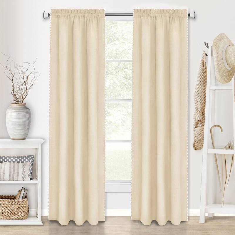 Kendal Rod Pocket Window Curtain Panel - 52" W x 63" L - Tan