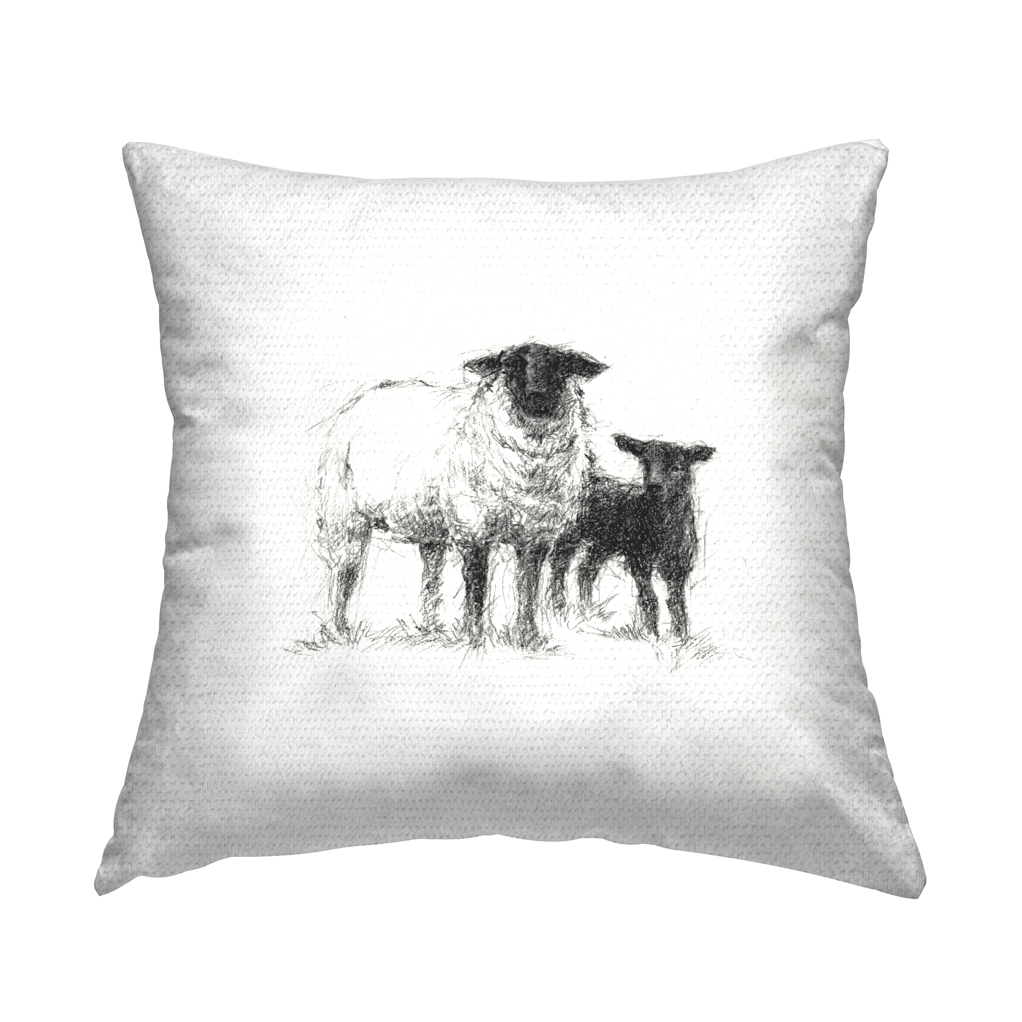 Stupell Sheep & Lamb on White Printed Outdoor Throw Pillow Design by Ethan Harper