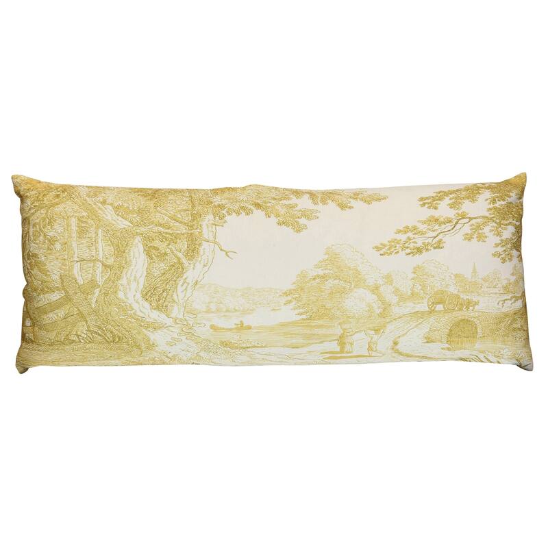 StyleCraft Reverie Toile Pillow - 36" x 14" - Ochre, Ivory