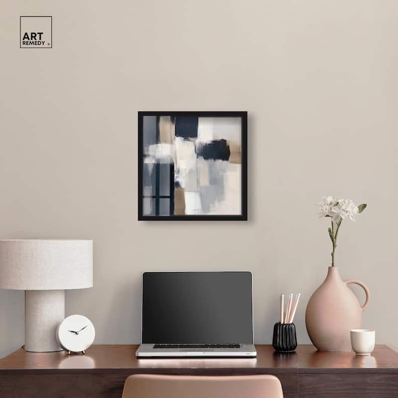 Blue and Tan Abstraction II Shadowbox by Art Remedy