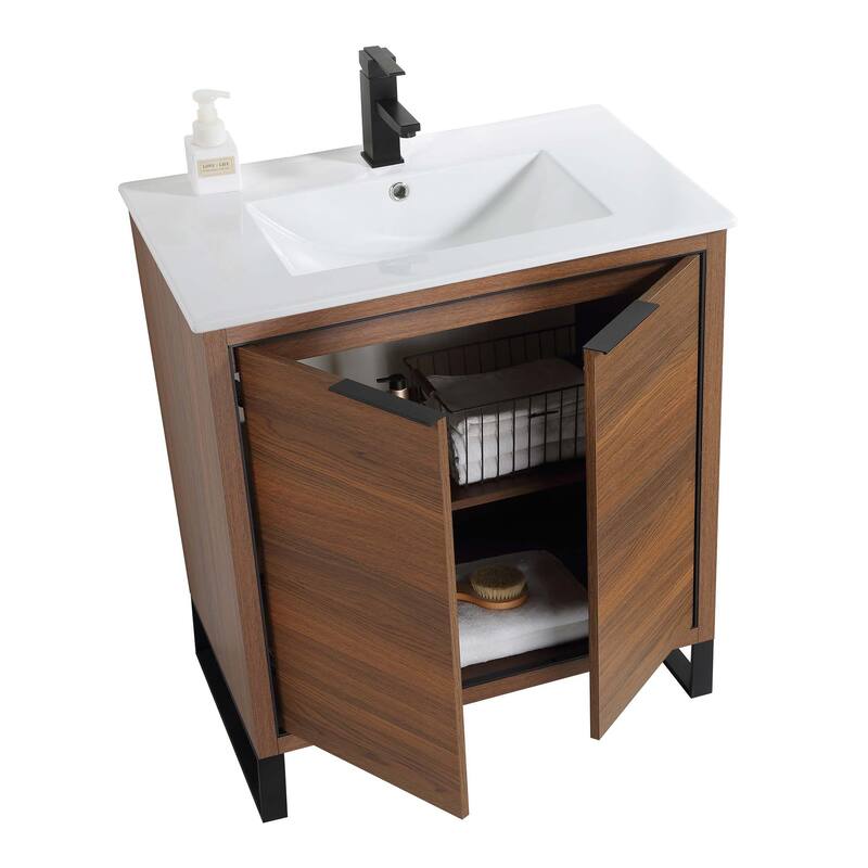 Fine Fixtures Opulence Collection Bathroom Vanity with White Ceramic Sink