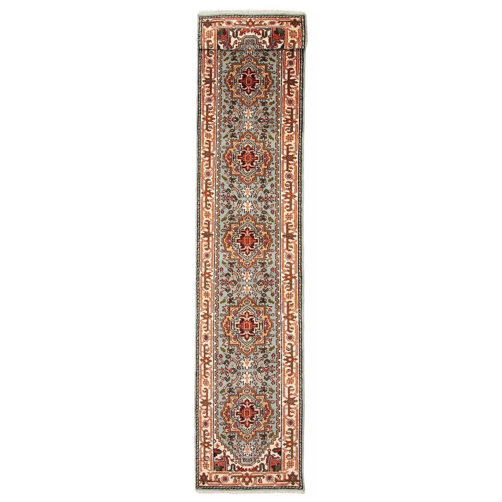 ECARPETGALLERY Hand-knotted Serapi Heritage Light Blue Wool Rug - 2'6 x 19'9