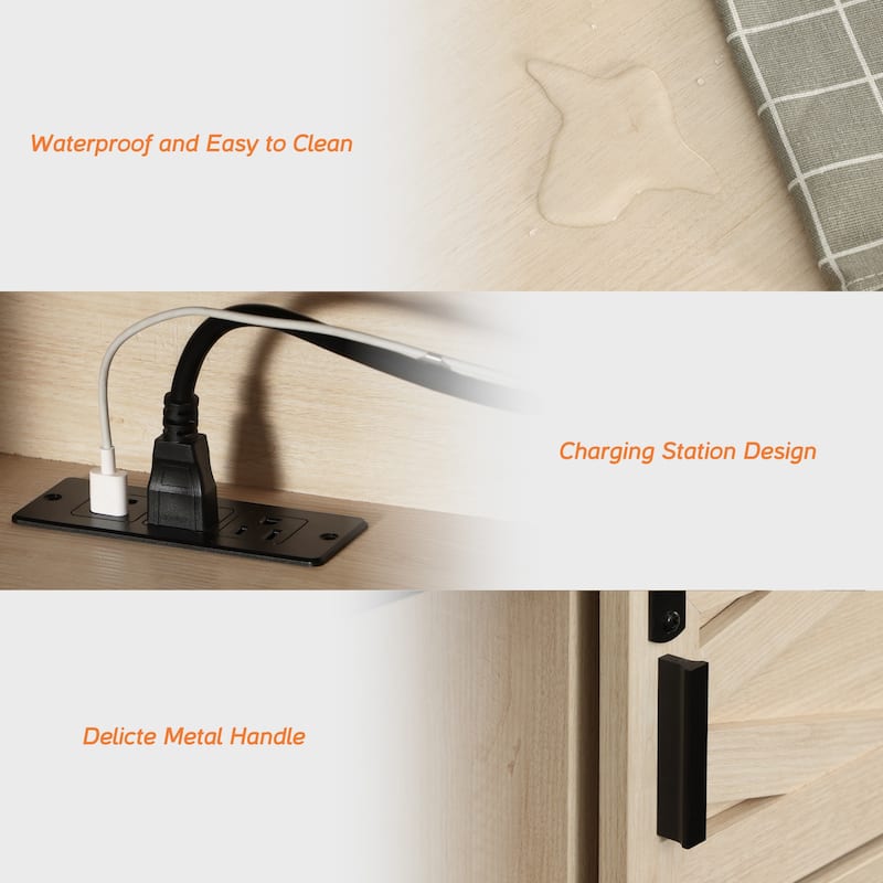 WAMPAT Floating TV Stand for TVs up to 80 Inch with Sliding Barn Door