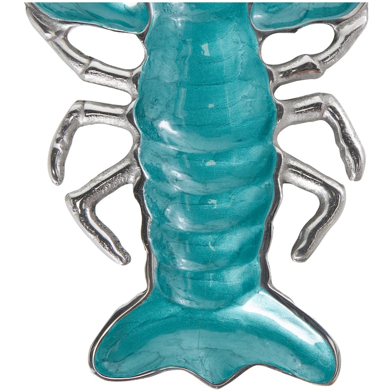 Silver, Blue or Teal Aluminum Enameled Lobster Tray with Silver Metal Exterior (Set of 2)