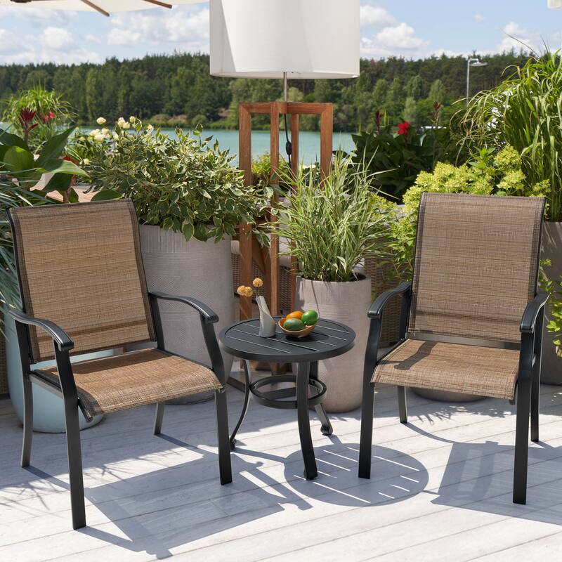 Nuu Garden Outdoor 20'' Metal Side Table, Round End Table, Black