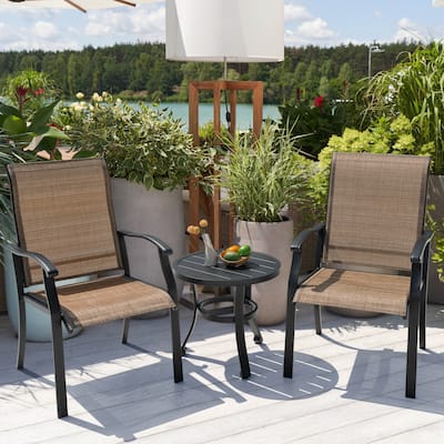 Outdoor 3-Piece Bistro Set, Textilene Fabric, Powder-Coated Iron Frame