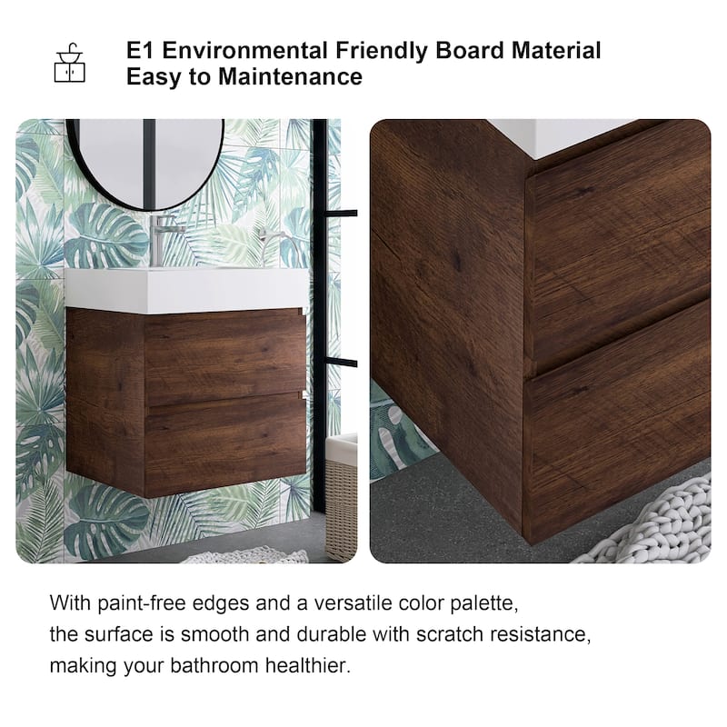 Floating Bathroom Vanity with Solid Surface Top