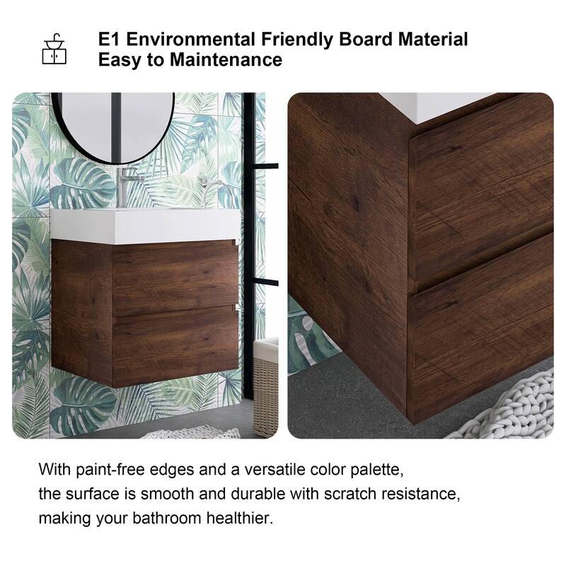 Single Sink Floating Bath Vanity in with Solid Surface Top