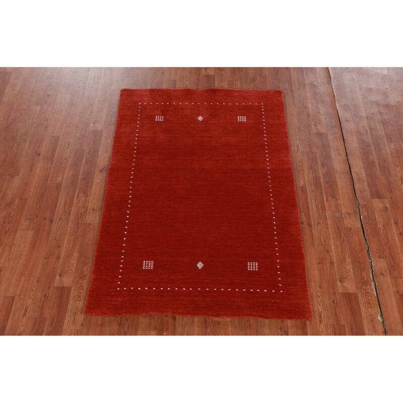Hand Knotted Oriental 100% Wool Carpet Tribal Tribal Oranges & Rust Gabbeh Area Rug - 4' 10'' X 3' 4''