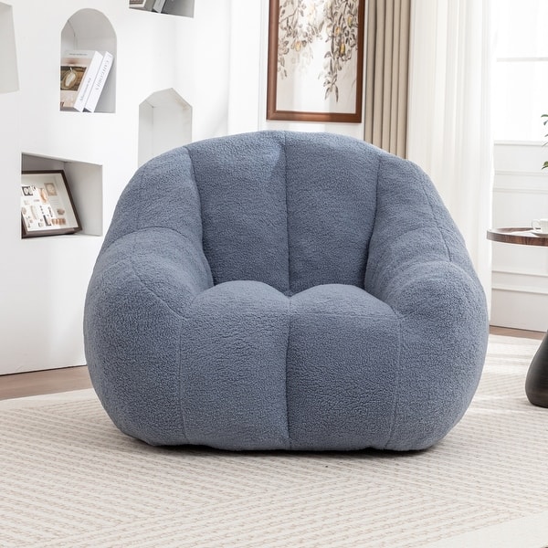 slide 2 of 83, Fluffy and Lazy Teddy Fabric BeanBag Chairs with Memory Foam Light Blue