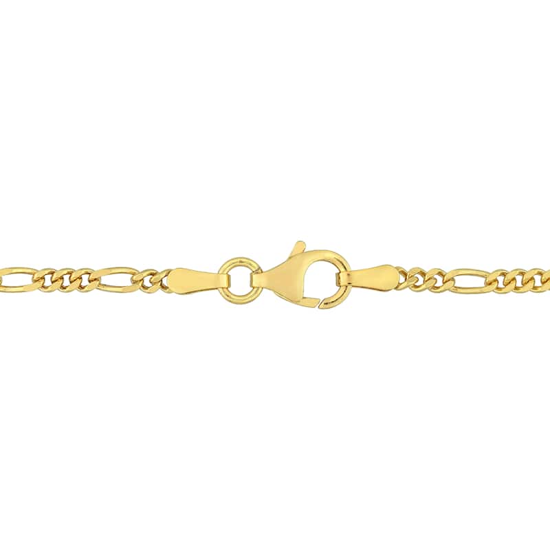 Miadora 2.2mm Figaro Chain Anklet in Yellow Silver - 9 in