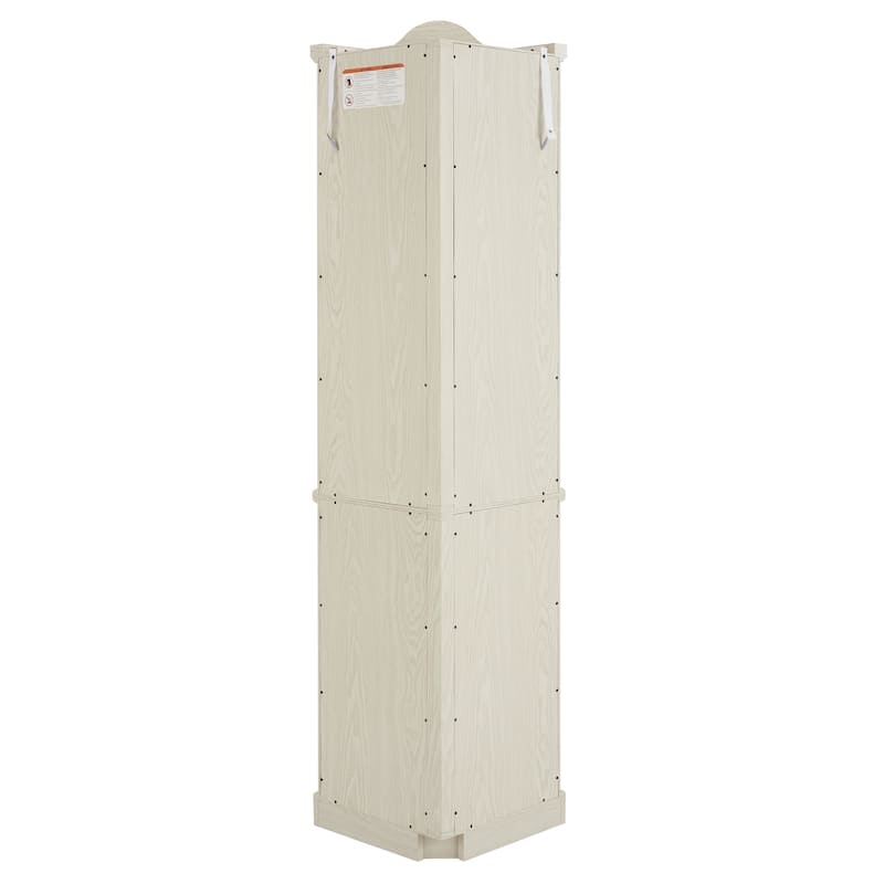 Lighted Corner Curio Cabinet, Freestanding Glass Display Cabinet, Wooden China Cabinet with Tempered Glass Doors & Shelves