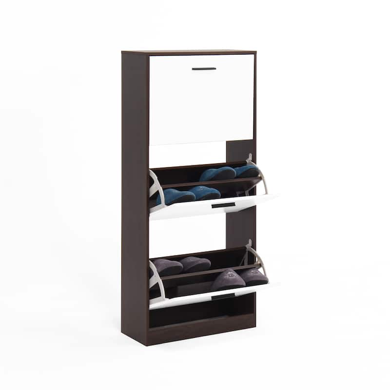 Freestanding Shoe Storage Cabinet with Panel Flip Drawers for Entryway