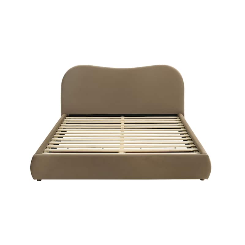 Furniture of America Niric Modern Fabric Upholstered Platform Bed with Storage Footboard