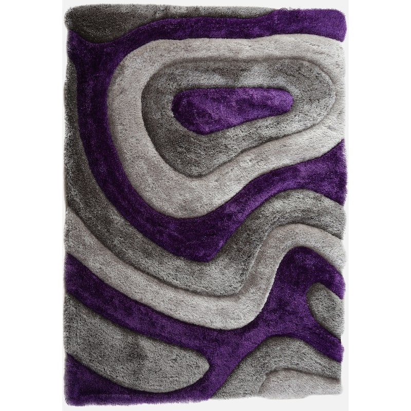 Mateos Shag Abstract Designed Area Rug - Rectangle 3'5'' x 5'5'' - Purple/Grey