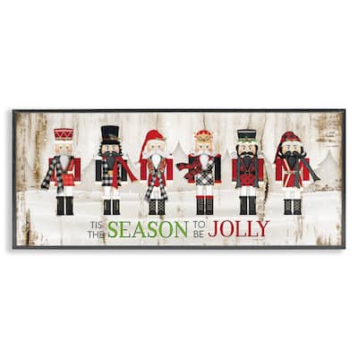 Stupell To Be Jolly Festive Phrase Winter Christmas Nutcrackers Framed Wall Art - Red