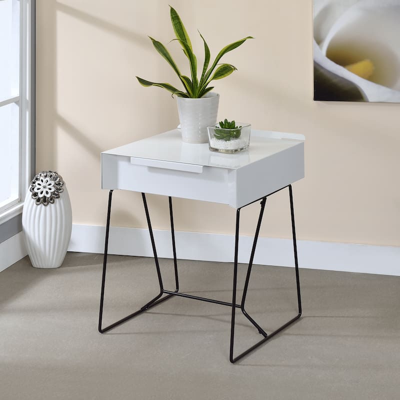 Omer Modern 18-inch Metal 1-Drawer Side Table by Furniture of America