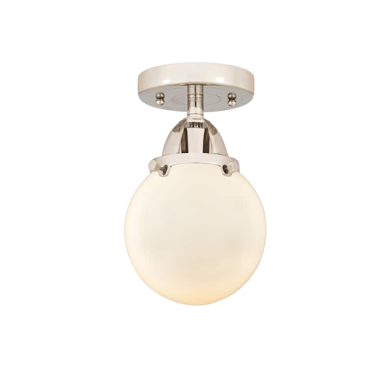 Innovations Lighting Nouveau 2 Beacon - 1 Light 6" Semi-Flush Mount - Polished Nickel/Matte White