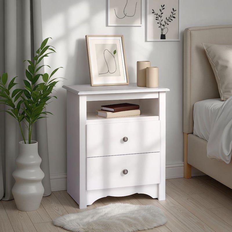 Copper Grove Periyar White 2-drawer and Open Cubbie Nightstand