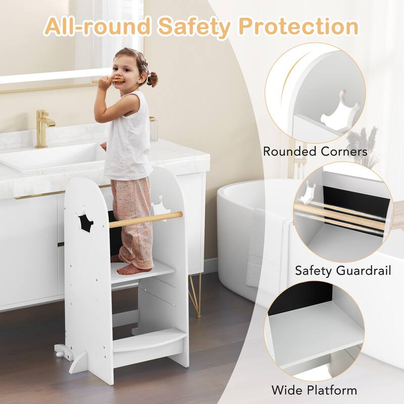 Gymax Multi-purpose Kids Kitchen Tower Children Standing Tower Kids