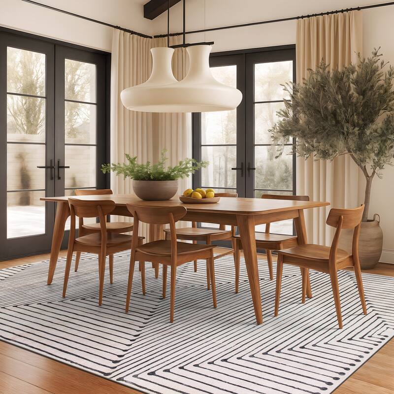 World Rug Gallery Bohemian Stripes Washable Non-Slip Area Rug