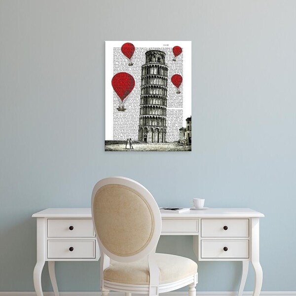 Easy Art Prints Fab Funky's 'Tower of Pisa and Red Hot Air Balloons' Premium Canvas Art