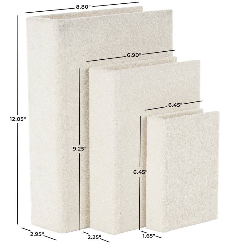 Roche River Decor - Linen Fabric Chevron Patterned or Texxtured Faux Book Storage Box - Set of 3 or 4 Multi-Colored